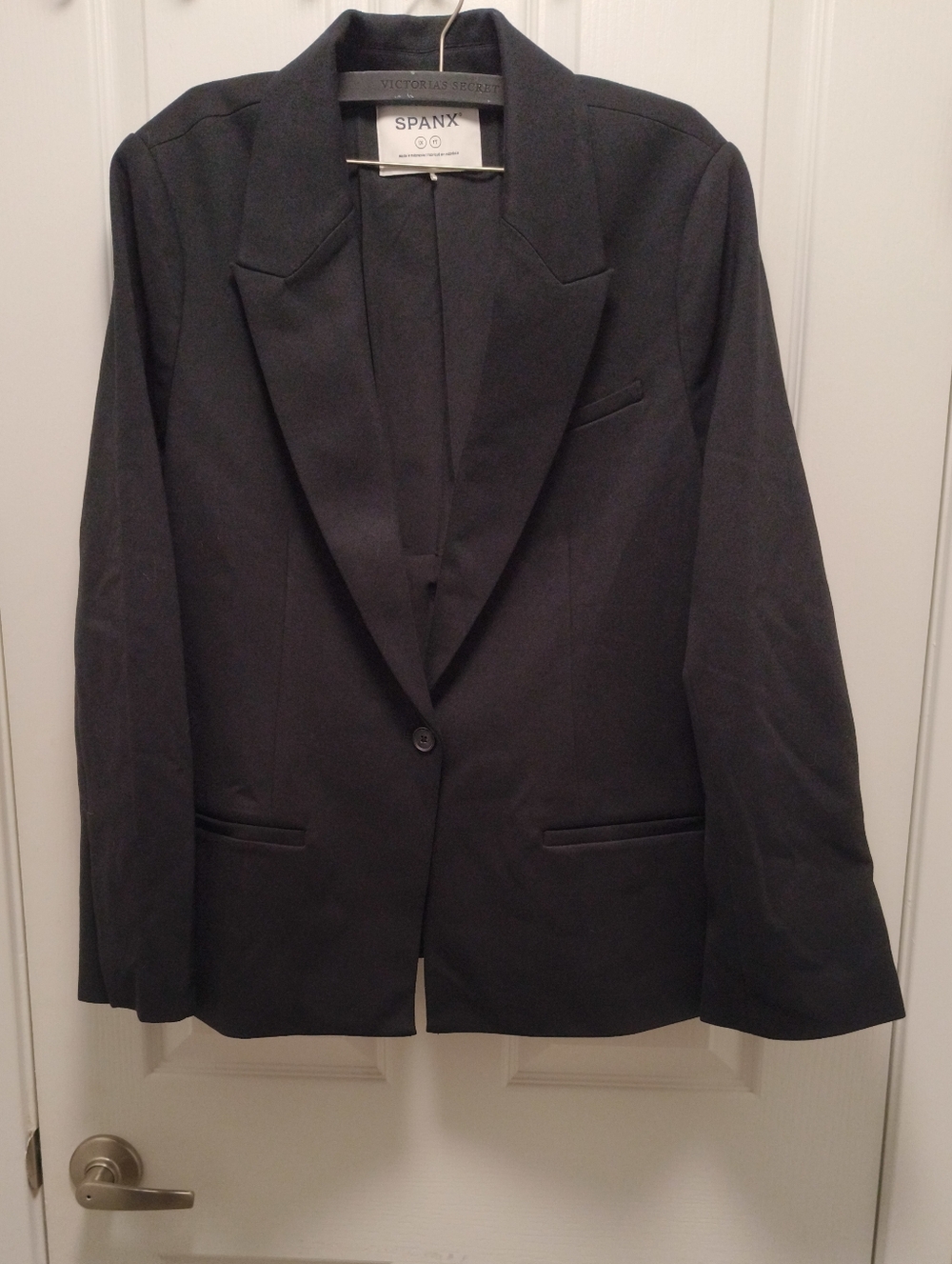 SPANX Women's Air Essential Ponte Black Single-Button Blazer